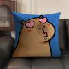 Cute Kicapara Cartoon Cushion Cover Natural Linen Organic Fabric DoubleSided Printing Sofa Home Decor Gift Pillow Case