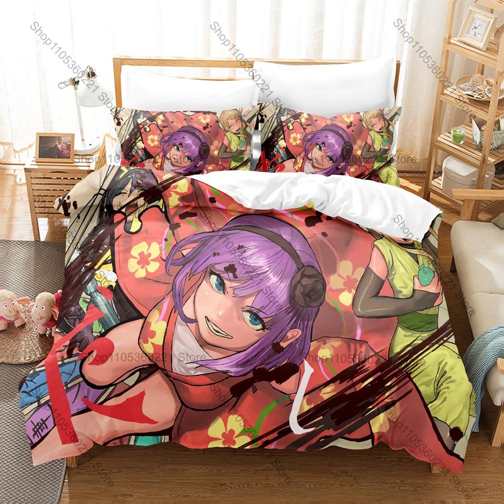 Shikada Kokonotsu Hotaru Dagashi Shop Retro Candy Print Duvet Cover + 2 Pillowcases Anime Fans 3pcs Bedding Set