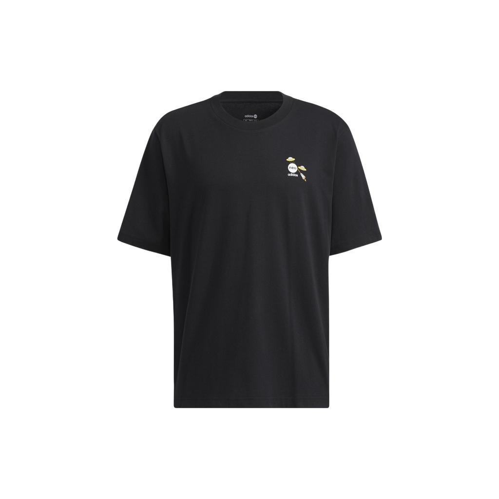 adidas Футболка спортивная с принтом Neo Letter, парная версия, топы унисекс, черная HC9748