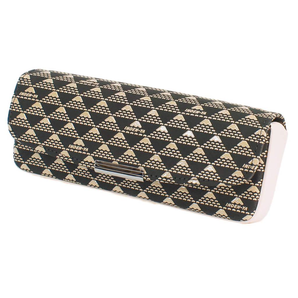 Inden Glasses Case Deerskin Takane Fuji Pattern Black X White Lacquer [Indenya] Mt. 2812-11