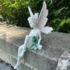 Flower Fairy Statue Resin Winged Fairy Figurine Outdoor Garden Fairy Sculpture for Home Porch Lawn Courtyard Decoration