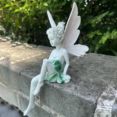 Статуэтка цветочной феи, фигурка крылатой феи из смолы, скульптура садовой феи для украшения крыльца дома, газона, двора