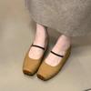 French Retro Mary Jane Women's Shoes 2025 Autumn New Square Head Shallow Mouth Ballet Single Shoes Inner Height Increase Small Leather Shoes