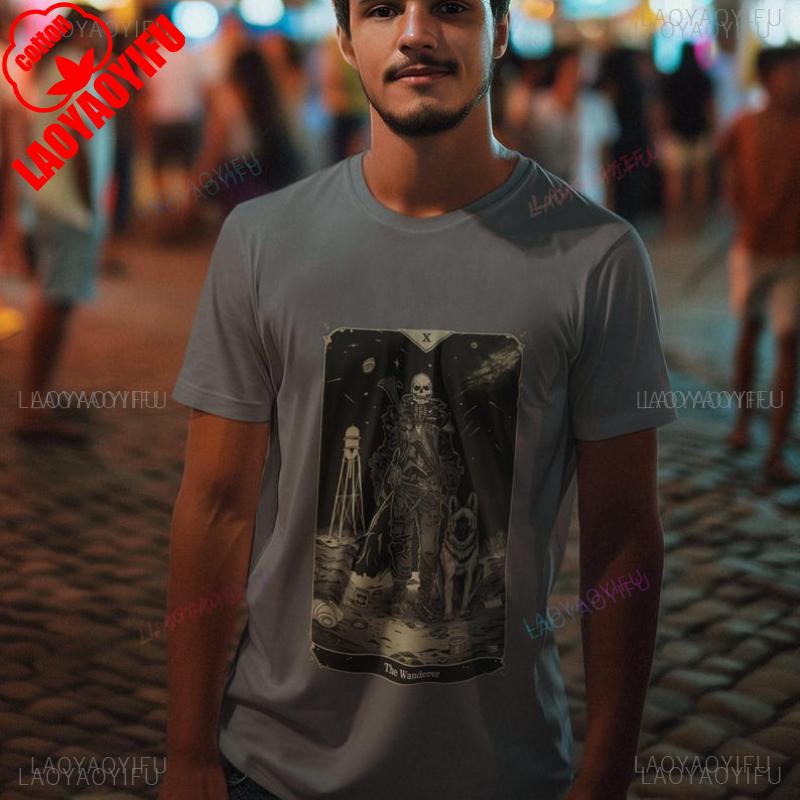 The Wanderer Tarot Card Shirt TV Show Tee Perfect Gift for Video Game Fans Women Clothes Vintage Women Clothes Cotton Tee Tops
