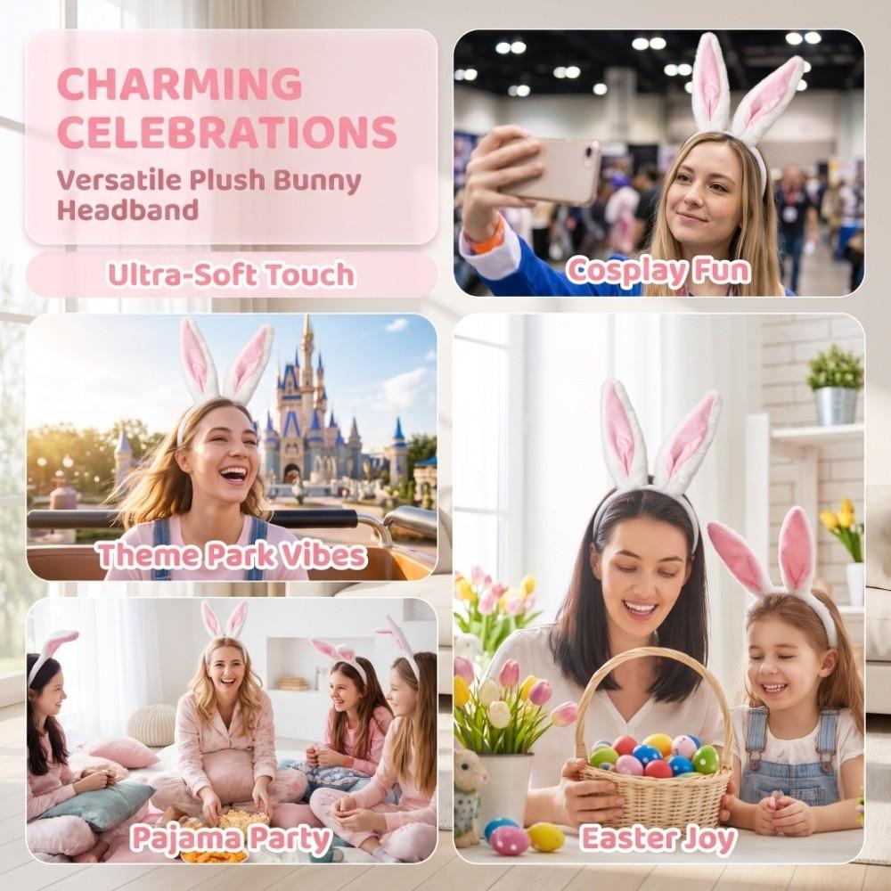Comfort Plush Bunny Ear Hair Hoop Cute Long Rabbit Ears Headband Easter