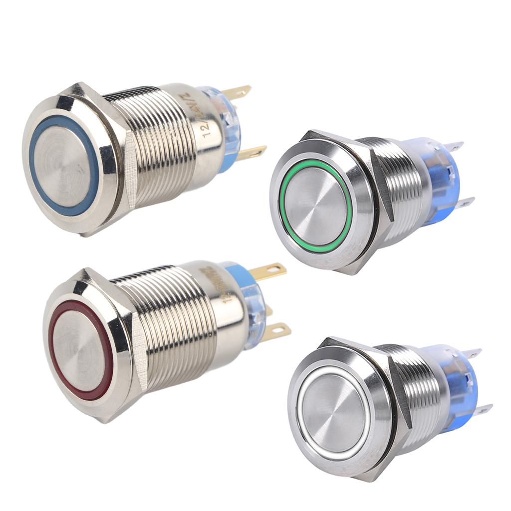 19mm 12-24V LED Waterproof Stainless Selflocking Latching Push Button Switch