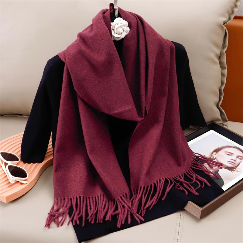 New Winer Warm Cashmere Scarf for Women Fashion Solid Thick Blanket Pashmina Shawl Wrap Female Bufanda Echarpe Foulard