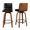 Swivel Bar Stool with PU Leather Upholstery & Curved Wooden Legs 360 degrees Swivel Chair for Kitchen, Bar & Counter