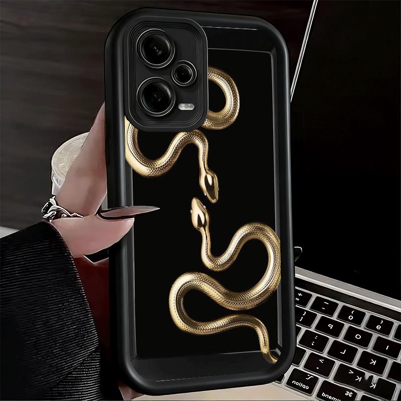 Чехол для телефона Xiaomi Redmi Note 15 14 13 Pro Plus Черная Змея Рисунок Ракушка 12S 11 11S 11T 5G 14S Мягкий Силикон Funda