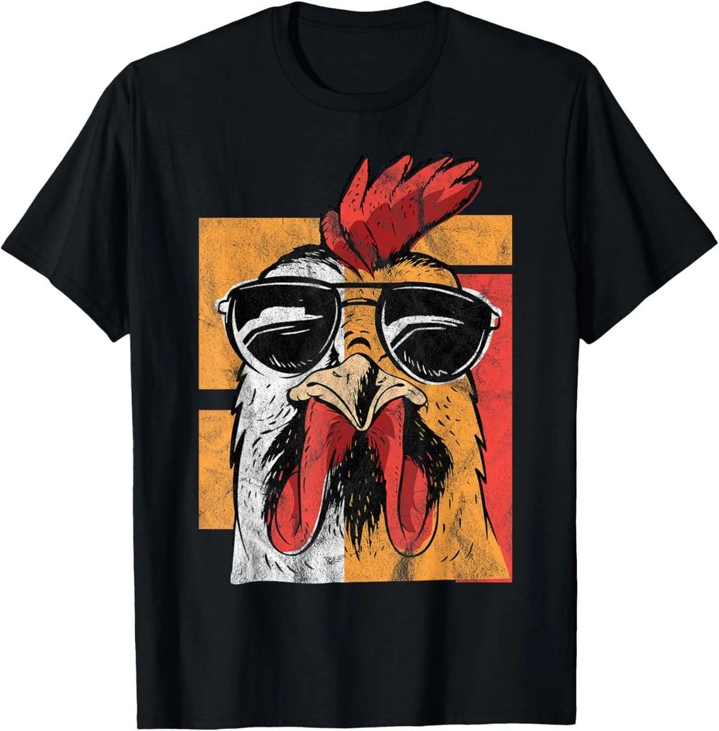 Cool Rooster Wearing Sunglasses Retro Vintage Chicken Tee T- Shirt