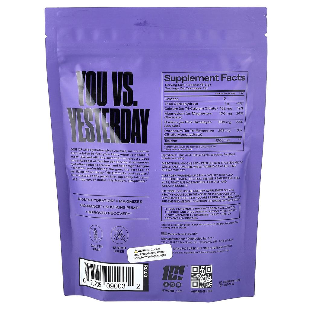 ЕДИНСТВЕННЫЙ В СВОЕМ РОДЕ, Гидратация, Вишневый Лаймад, 30 Пакетиков, 189 г (6.67 унции)