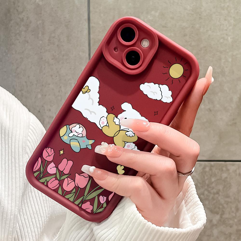 Cute Cartoon Soft Phone Casing for Realme OPPO Reno VIVO Infinix Tecno Oneplus Full Cover Camera Shockproof Protection Rubber Case Cover