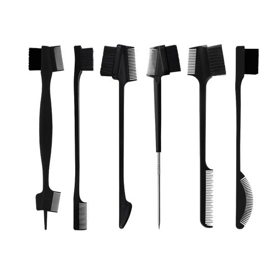 6 шт. Щеточка для бровей с двойной головкой и расческой, многофункциональная щетка для укладки бровей, профессиональная портативная дорожная женская косметика, инструменты для ухода за бровями