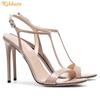 Fashion Black White Nude T-tied Buckle Sandals Stiletto Heel Open Toe High Heels Sexy Fashion Women Sandals Slingback Summer Shoes