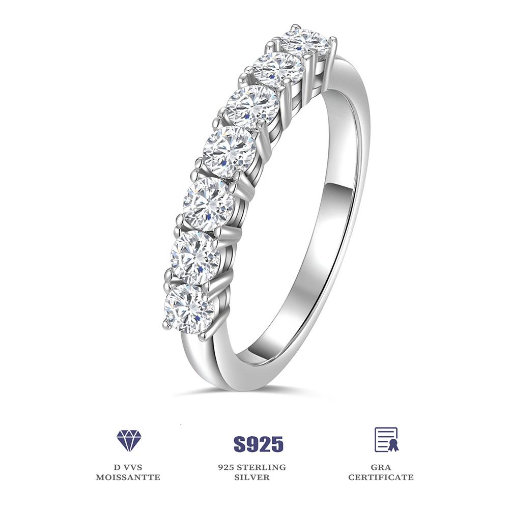 0.7ct Moissanite Ring Radiant 925 Sterling Silver Single Row Moissanite Finger Rings