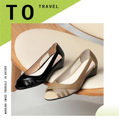 Женские сандалии в стиле ретро с рыбьим ртом и римским клином, дышащие сандалии на платформе для танцев и офиса, обувь для мам 2025 года, мода на лето