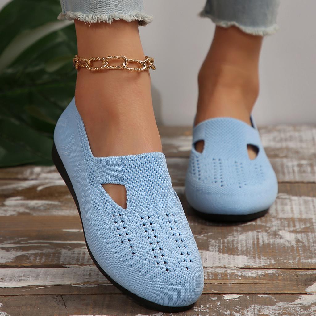 Fly-knit Shoes with A Wide Round Toe Casual Women's Shoes