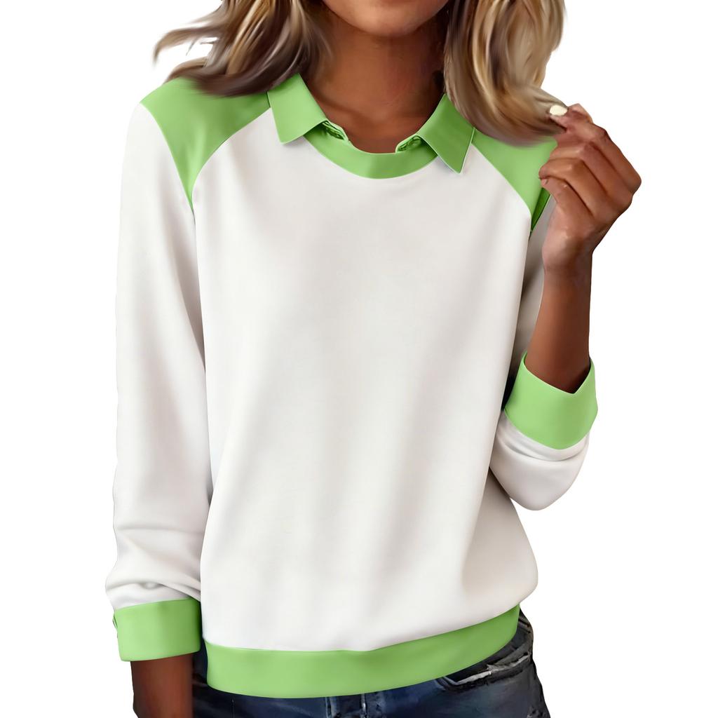 Women's Fashion Long-Sleeve Pullover Solid Color Top