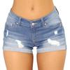 Women High Waist Ripped Denim Shorts Roll Cuff Hem Stretchy Jean Hot Pants Summer Casual Sexy Short Jeans For Daily Beach Wear