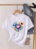 (Азиатский размер) Love Heart Trend Милая футболка с коротким рукавом и круглым вырезом Футболка Одежда Повседневная мода Принт Женская Женская Графическая футболка