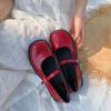 Fashion New Women's Mary Jane Fashion Round Toe Square Low Heel Buckle Pumps Patent Leather Lolita Loafers College Style Leather Shoes