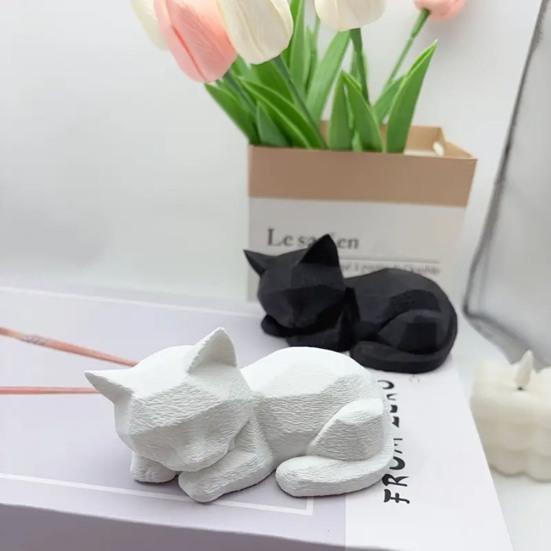 Статуэтка спящего кота, милая фигурка кота для стола, книжной полки, современный геометрический декор, 3D-печать, подарок для любителей кошек