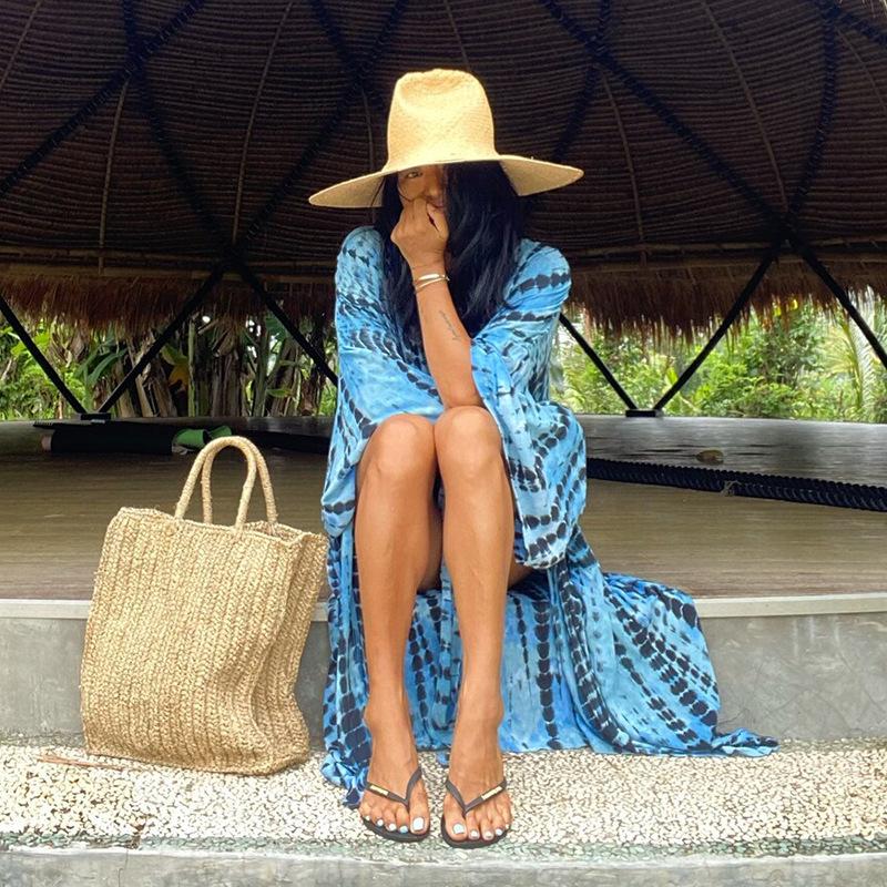 Европейский и американский хлопковый принт свободный пляжный кардиган накидка