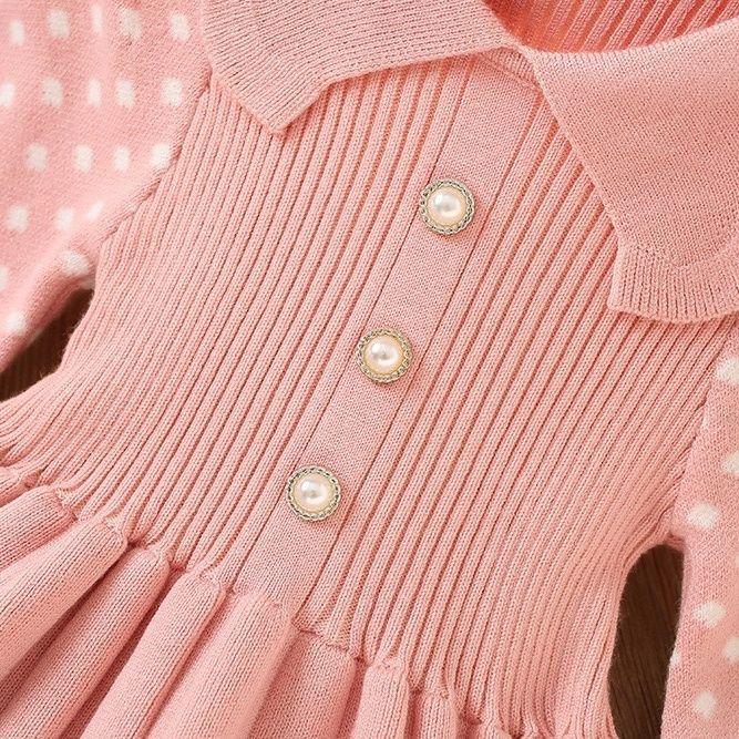 Весеннее вязаное платье с длинными рукавами для девочек, осеннее новое модное платье с бантом для девочек, рождественская одежда