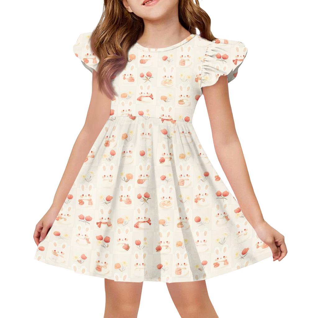 Girls' Summer Princess Dress - A-Line T-Shirt Dress Easter Day