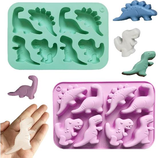 2Pcs Silicone Dinosaur Molds - Chicken Nugget, Popsicle & Chocolate Candy Maker -Non-Stick, Suitable for Children's Snacks, Parties, and Creative
