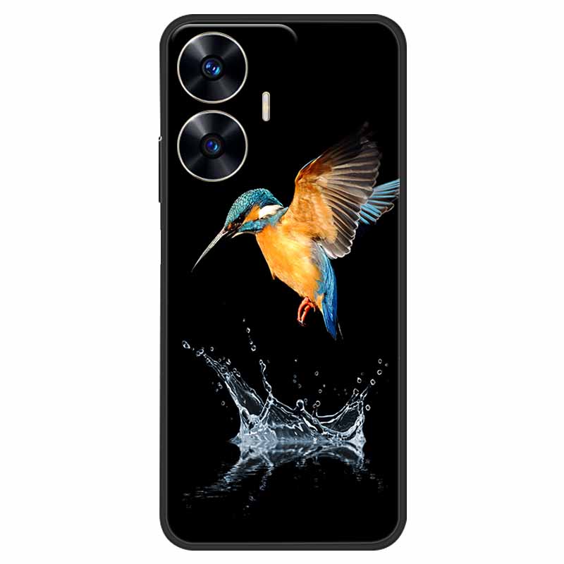 Чехол для телефона Realme C55 Черный Силиконовый Fundas Для Realme C55 RMX3710 ТПУ Мягкая Задняя Панель Coque Звезда Нарисована на RealmeC55 C 55