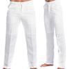 Men's Stand Pocket Casual Linen Pants Solid White Gray Trouser Plus Size Mens Elegant Fashion Sweatpants Men Streetwear