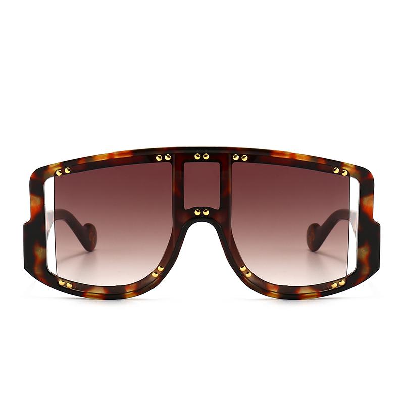 Европейские и американские современные ретро солнцезащитные очки в большой маске с широкими штанинами, инкрустированные заклепками 86599