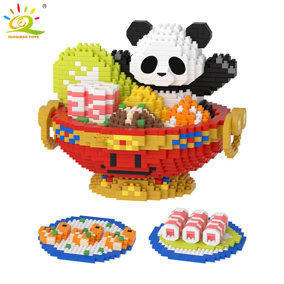 HUIQIBAO 2236PCS Mini Hot Pot Panda Micro Building Blocks 3D Model Animals Bricks DIY City Construction Toys for Children Kids