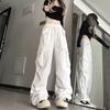 Women's Clothes White Cargo Pants Hip Hop Trendy Streetwear Loose Sweatpants Casual Sports Straight Wide Leg Drawstring Trousers