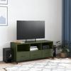 VidaXL Meuble TV, Armoire de Télévision avec Tiroirs et Étagères, Support Télé avec Rangement Salle de Séjour, Vert Olive 846696