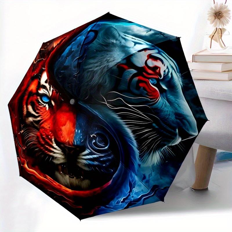 1pc Yin Yang Tiger Automatic Open/CloseUmbrella,Compact Umbrella for Men & Women Day Gift.C091