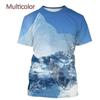 Мужская футболка Street Fashion с 3D-печатью Пейзаж со снежными горами, короткий рукав, круглый вырез, пуловер, повседневный топ