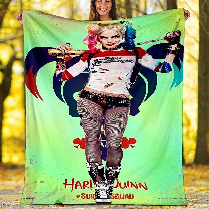 Harley Quinn Theme Printed Blanket - Perfect for Couch, Bed, Travel & Outdoor Use | Machine Washable, Cozy & Durable.