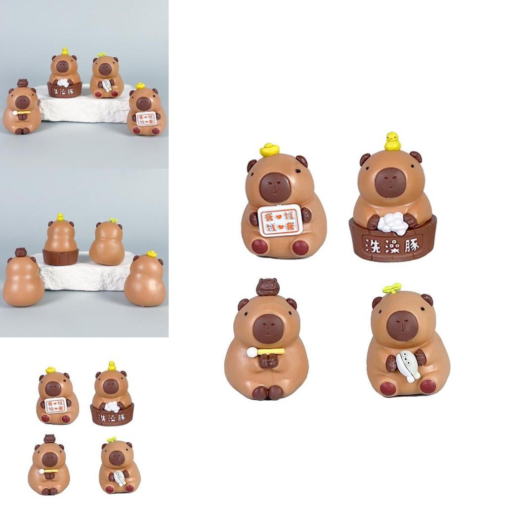 Cute Cartoon Bath Capybara Mini Model Ornament Set For Cute Toy Fans