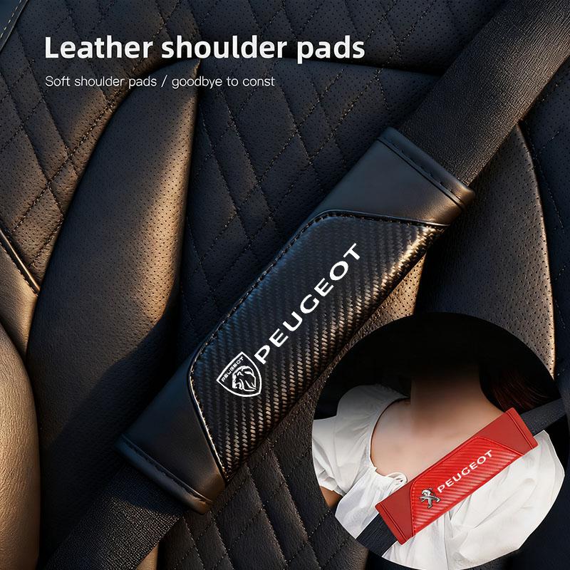 2Pcs Car Seat Belt Cover Shoulder Pad Auto Badge Accessories For Peugeot 206 307 308 207 3008 208 407 508 2008 5008 301 406 408