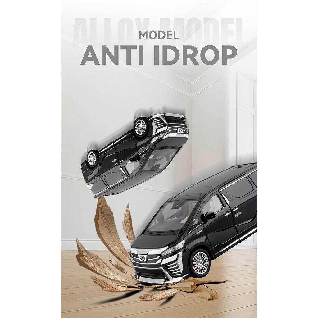 1/18 Toyota Vellfire MPV Automatic Door Alloy Car Model Sound and Light Pull Back Children's Toy Collectibles Birthday Gift
