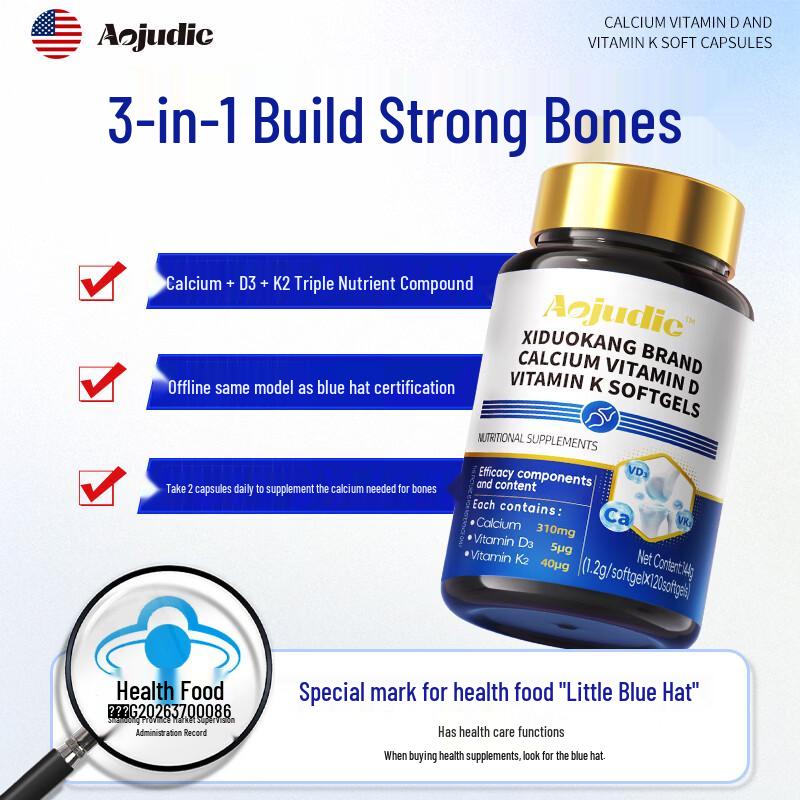 AOJUDIC Liquid Calcium Supplement with Vitamin D3 and K2