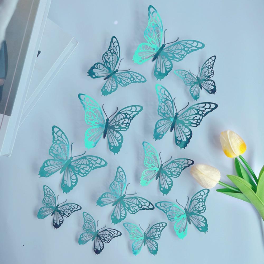 12 шт./набор красочных 3D-бабочки, настенный декор, сделай сам, имитация бабочек, украшения для дома