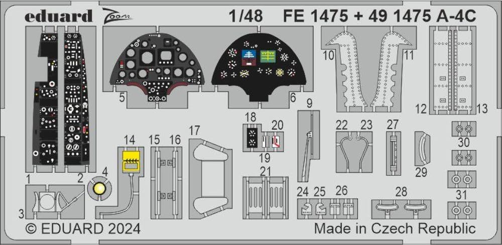 eduard Big ED Set Big ED Parts Set Set of 5 Types Including Inspection Seat Painted Landing Flap Plastic Model Parts EDU BIG49432 1/48 A-4C (for
