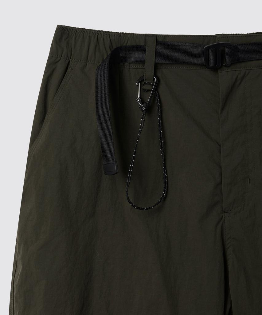 MUSINSA STANDARD [City Leisure] Fleece-Lined Wide Belted Parachute Pants [Olive Green]