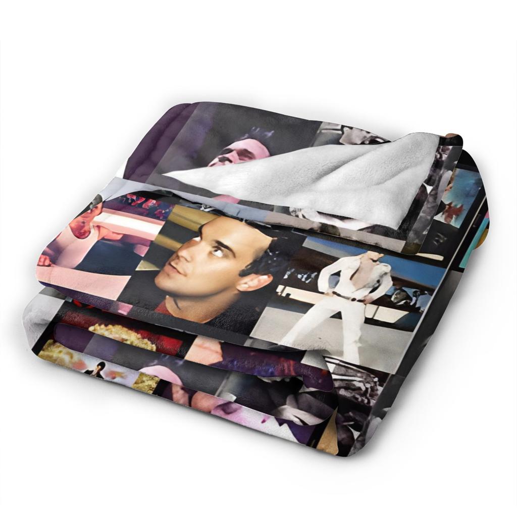 Robbie Williams Tour Flannel Blankets Soft Durable Throw Blanket for Bedroom Airplane Travel Aesthetic Bedspread Sofa Bed Cover