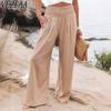 Women's Fashion Casual Solid Color Print High Waist Trousers Pants & Capris