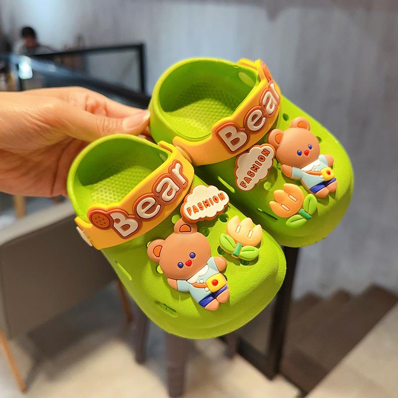Детские тапочки с плюшевым мишкой и кроликом из мультфильма, летние женские противоскользящие домашние сандалии и тапочки, мужская и детская обувь