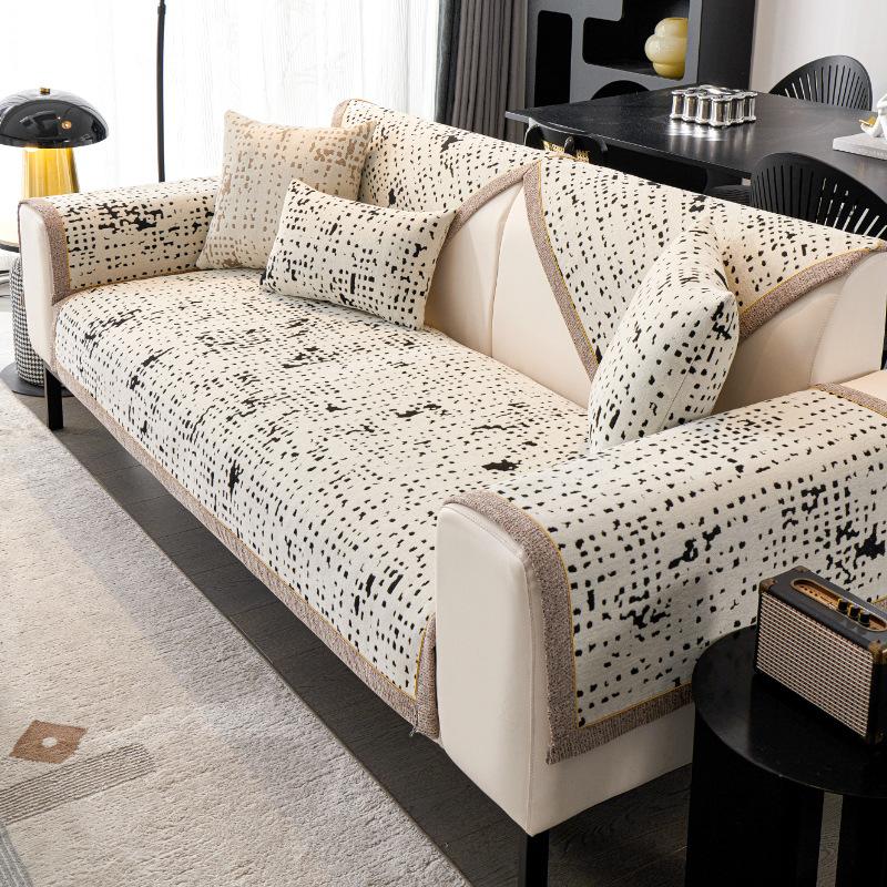 Легкая роскошная диванная подушка из синели, универсальные нескользящие подушки для сидений на четыре сезона, кожаный чехол для дивана, полностью покрытая тканью